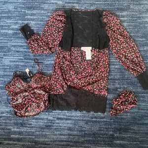 For Love and Lemons x Victoria Secret bra top and floral robe